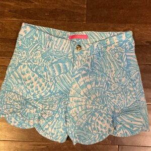 Lilly Pulitzer Aqua and White High Waist Shorts